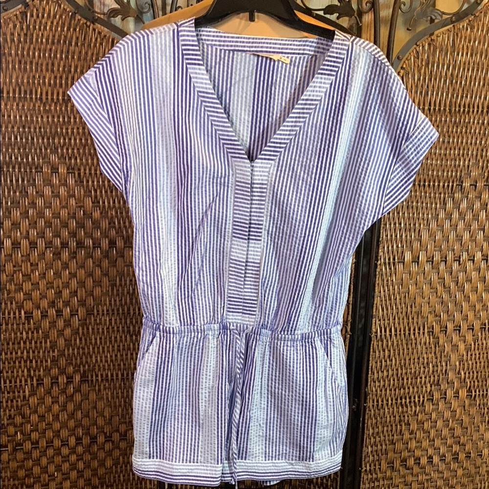 Vineyard Vines Blue & White Seersucker Romper Size XS